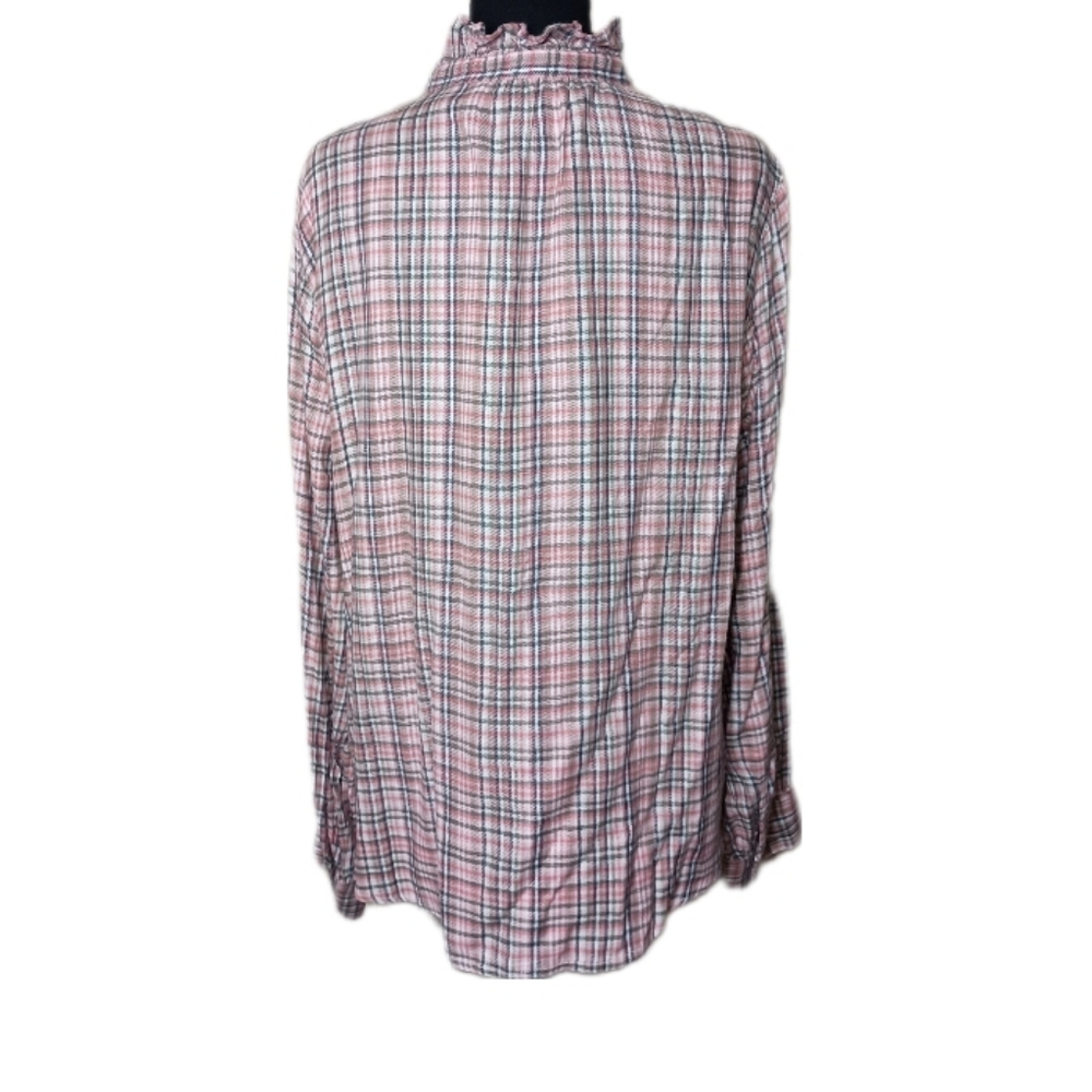 Market & Spruce Women Ruffle Neck Gingham Print Blouse Size Xl — image 6 of 8